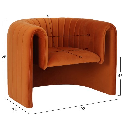 SESSEL METALLGESTELL-ORANGER SAMT 92x74x69Hcm