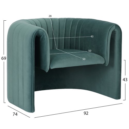 SESSEL METALLGESTELL-MINZFARBENDEM SAMT 92x74x69Hcm