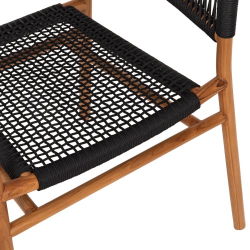 DINING ARMCHAIR IRVING TEAK WOOD IN NATURAL COLOR AND BLACK ROPE 62x55x75Hcm