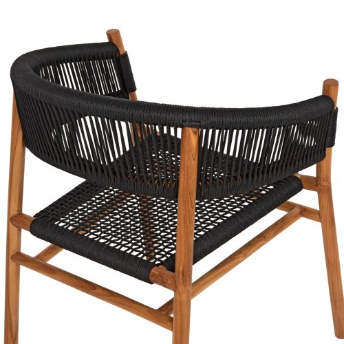 DINING ARMCHAIR IRVING TEAK WOOD IN NATURAL COLOR AND BLACK ROPE 62x55x75Hcm
