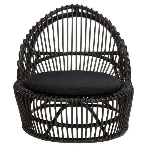 ARMCHAIR ENTROPY NATURAL POLISHED RATTAN WITH CUSHION-BLACK 80x97x85Hcm
