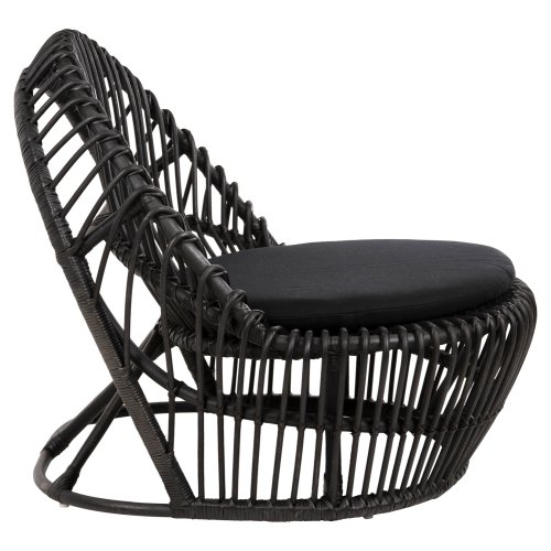 ARMCHAIR ENTROPY NATURAL POLISHED RATTAN WITH CUSHION-BLACK 80x97x85Hcm