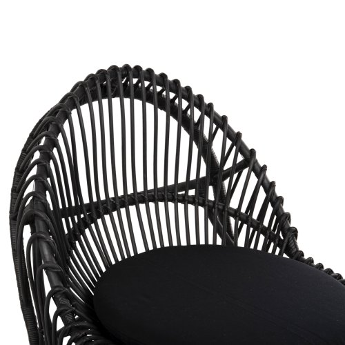 ARMCHAIR ENTROPY NATURAL POLISHED RATTAN WITH CUSHION-BLACK 80x97x85Hcm