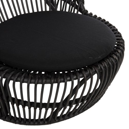 ARMCHAIR ENTROPY NATURAL POLISHED RATTAN WITH CUSHION-BLACK 80x97x85Hcm