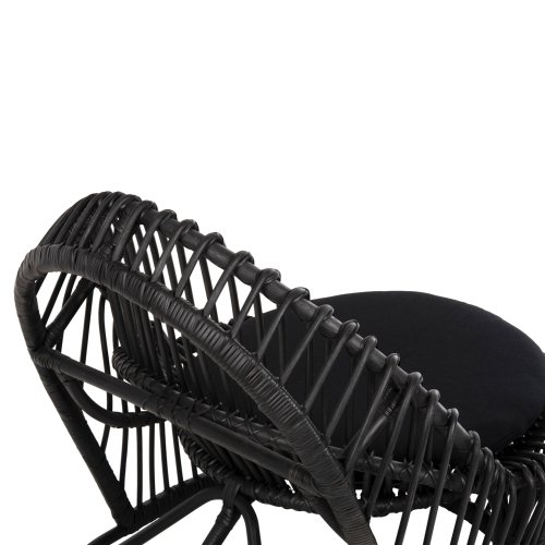 ARMCHAIR ENTROPY NATURAL POLISHED RATTAN WITH CUSHION-BLACK 80x97x85Hcm