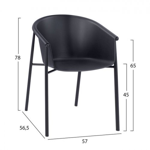Modern polypropylene armchair (HELGA) in black