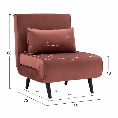 ΠΟΛΥΘΡΟΝΑ ΚΡΕΒΑΤΙ ΑΠΟ ΒΕΛΟΥΔΟ ΣΑΠΙΟ ΜΗΛΟ BRAXTON 75X75X88Y εκ.