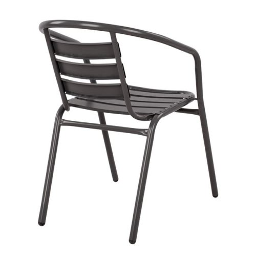 Bistrostuhl „Laura“ aus grauem Aluminium mit Rückenlehne