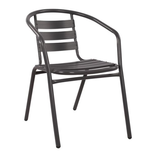 Bistrostuhl „Laura“ aus grauem Aluminium mit Rückenlehne