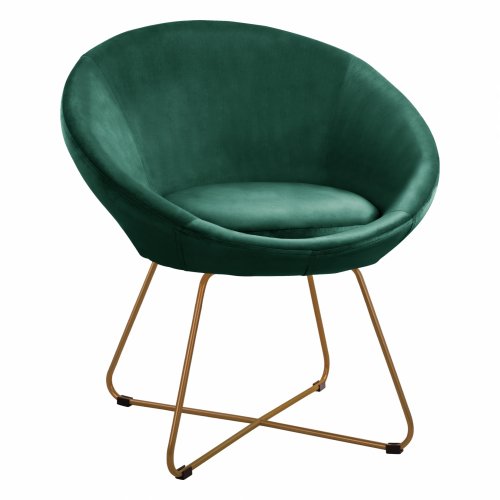Eleganter Sessel "Randi" in Grün mit Metall-gekreuzten Beinen