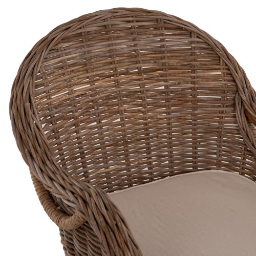 SESSEL KEYLA BRAUNES RATTAN-ECRU-KISSEN 63x65x87Hcm