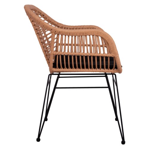 Sessel Allegra | Moderner Außen- und Innen Stuhl Metallskelett und gewebte Weiden in Beige 57,5x60x82 cm