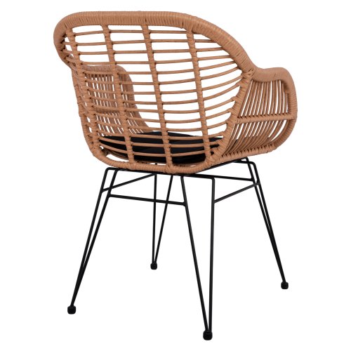 Sessel Allegra | Moderner Außen- und Innen Stuhl Metallskelett und gewebte Weiden in Beige 57,5x60x82 cm