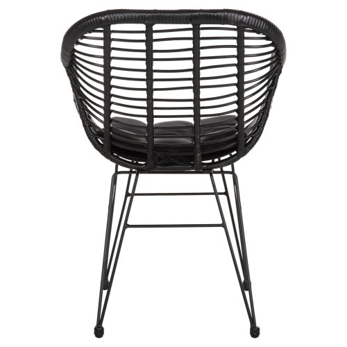 SESSEL MIT SITZKISSEN METALLRAHMEN ALLEGRA SCHWARZ AUS GEFLOCHTENEM RATTAN