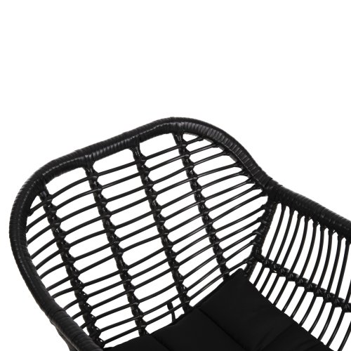 SESSEL MIT SITZKISSEN METALLRAHMEN ALLEGRA SCHWARZ AUS GEFLOCHTENEM RATTAN