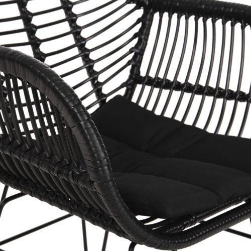 SESSEL MIT SITZKISSEN METALLRAHMEN ALLEGRA SCHWARZ AUS GEFLOCHTENEM RATTAN