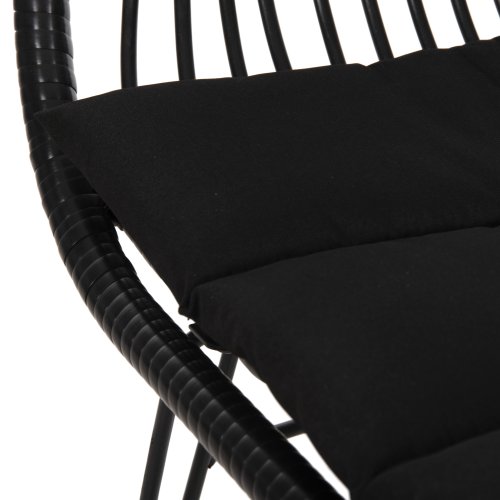 SESSEL MIT SITZKISSEN METALLRAHMEN ALLEGRA SCHWARZ AUS GEFLOCHTENEM RATTAN