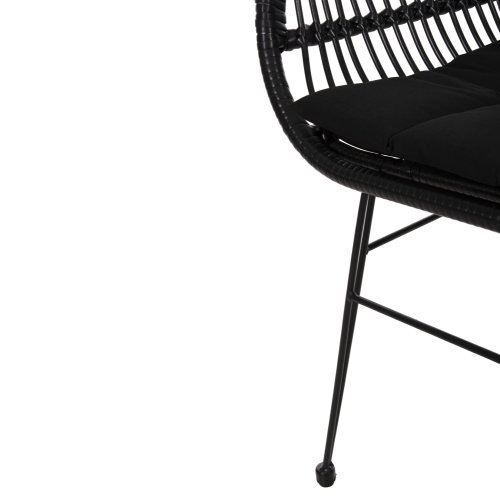SESSEL MIT SITZKISSEN METALLRAHMEN ALLEGRA SCHWARZ AUS GEFLOCHTENEM RATTAN