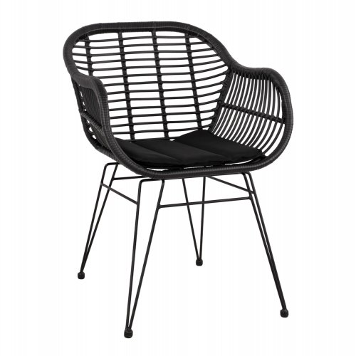 SESSEL AUS METALLBEINEN UND KISSEN ALLEGRA MIT GEWEBE SCHWARZ 57,5x60x82 cm