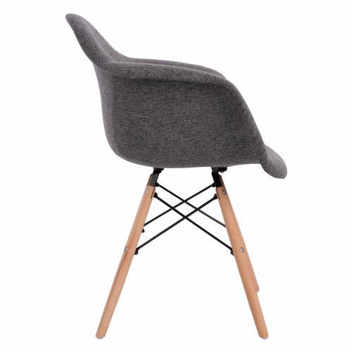 Armchair with wooden legs and grey fabric MITRO 63x57x81 cm