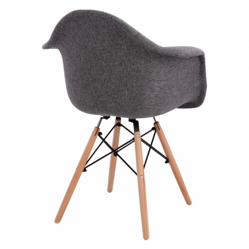 Armchair with wooden legs and grey fabric MITRO 63x57x81 cm