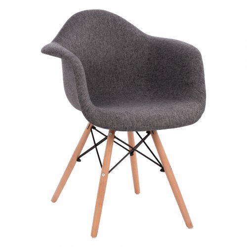 Armchair with wooden legs and grey fabric MITRO 63x57x81 cm
