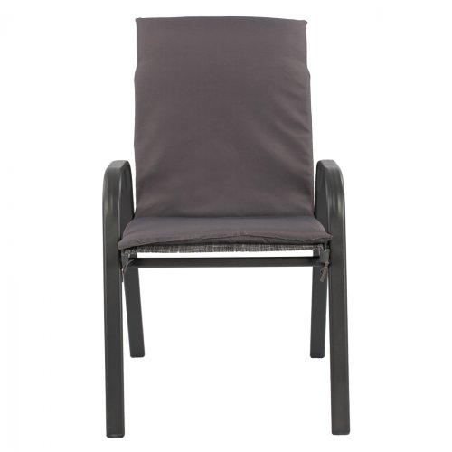 GRAUER METALL-SESSEL MIT GRAUEM KISSEN