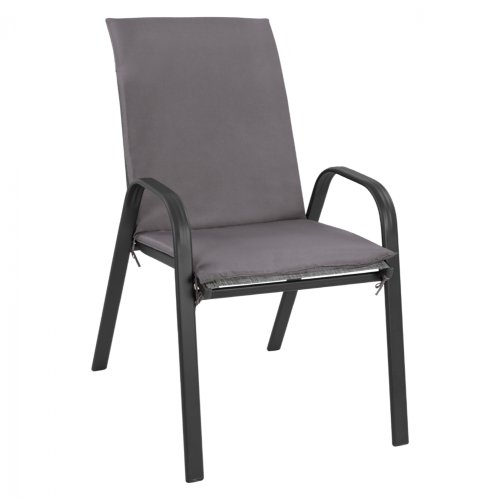 GRAUER METALL-SESSEL MIT GRAUEM KISSEN