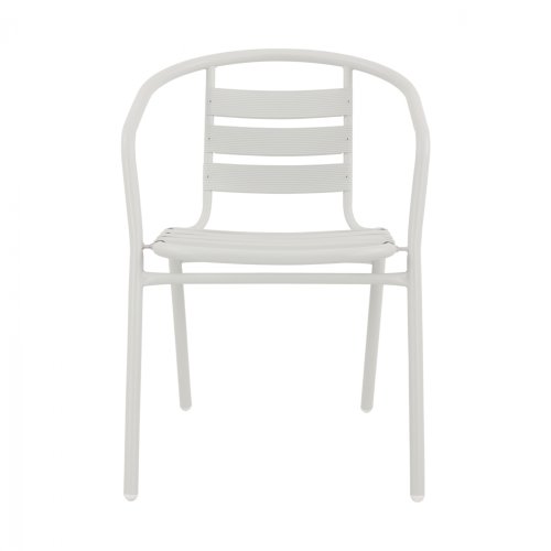 “Laura” bistro chair made of white aluminum with backrest