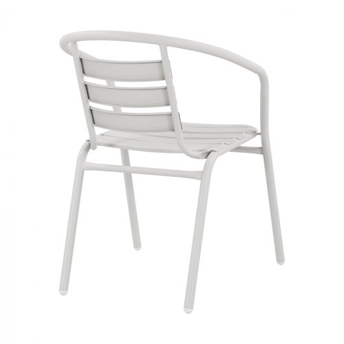 “Laura” bistro chair made of white aluminum with backrest