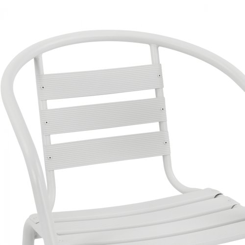 “Laura” bistro chair made of white aluminum with backrest