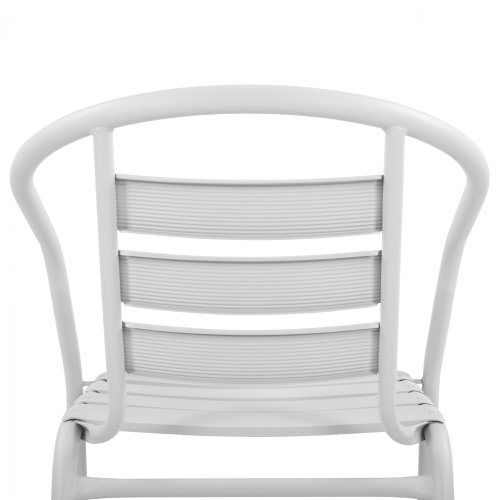 “Laura” bistro chair made of white aluminum with backrest