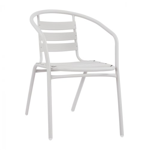 “Laura” bistro chair made of white aluminum with backrest