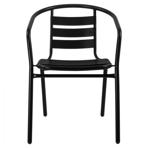 “Laura” bistro chair made of black aluminum with backrest