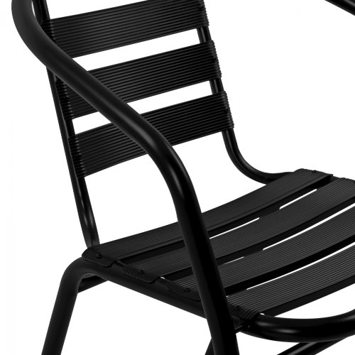 “Laura” bistro chair made of black aluminum with backrest