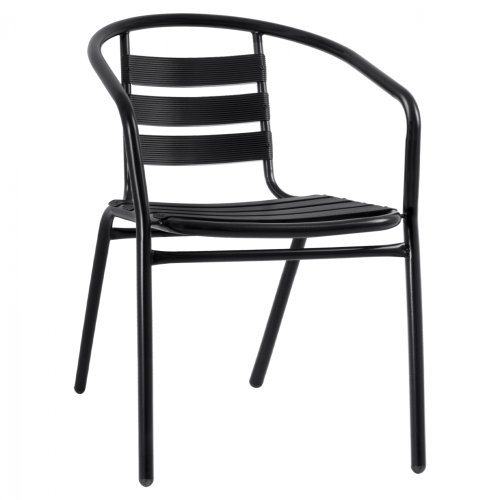 “Laura” bistro chair made of black aluminum with backrest