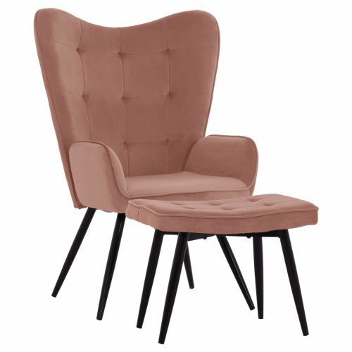 CRAWLEY ARMCHAIR WITH FOOTWEAR ROSE VELVET 70x57x103 cm