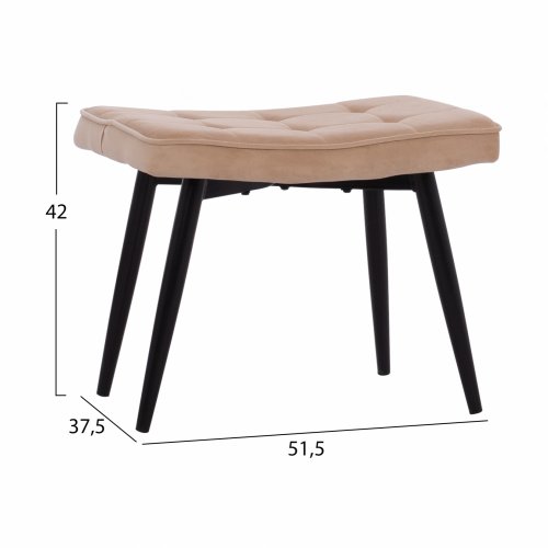 Homexperts Set Sessel & Hocker Ulla Sessel "Crawley" mit Fußhocker aus beigem Samt 70x57x103 cm