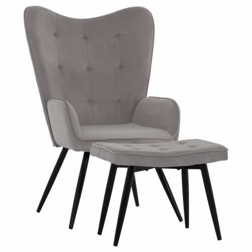 CRAWLEY ARMCHAIR WITH FOOTWEAR GRAY VELVET 70x57x103 cm