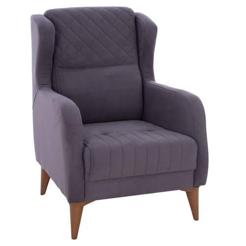 SESSEL "BERZERA HAYES" AUS GRAU SAMT 70x80x98 cm