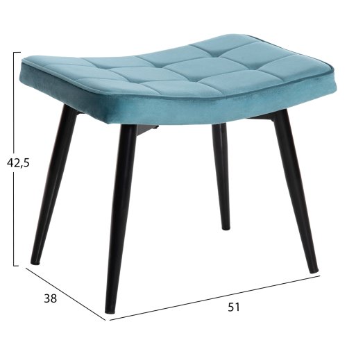 SESSEL BERGERE MIT FUSSHOCKER PETROLBLAUER SAMT 70x73x102Hcm