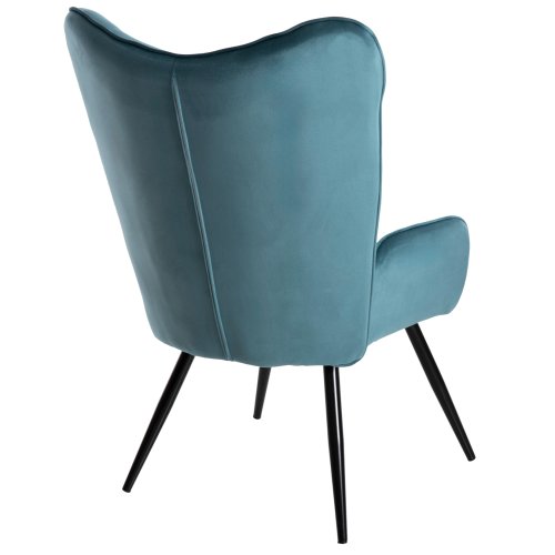 SESSEL BERGERE MIT FUSSHOCKER PETROLBLAUER SAMT 70x73x102Hcm