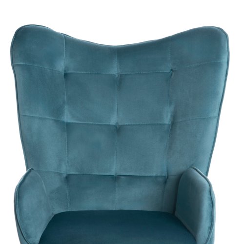 SESSEL BERGERE MIT FUSSHOCKER PETROLBLAUER SAMT 70x73x102Hcm