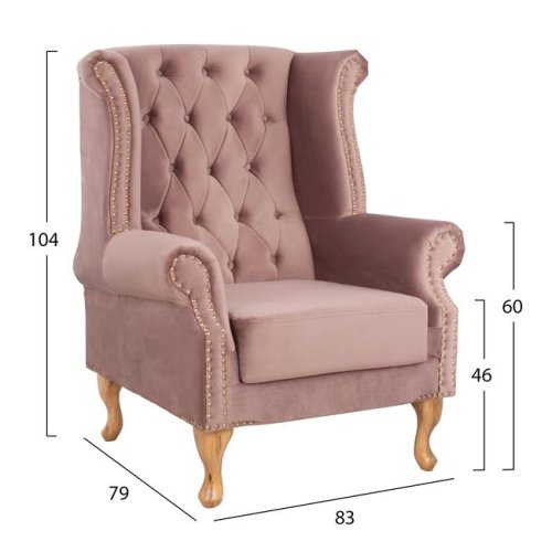 Sessel POLINA aus Samt in Farbe Rosé