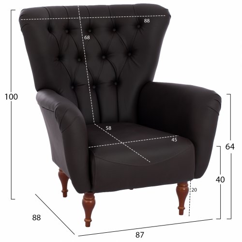 ARMCHAIR BERZERA T. CHESTERFIELD IN BROWN 87x88x100 cm