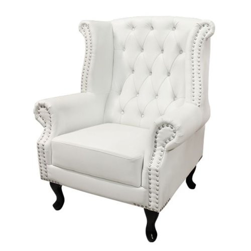 Design Ohrensessel Polina | Antik weiß | Wohnzimmer Sessel