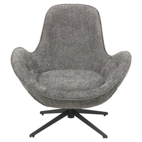 ARMCHAIR SWIVEL GREY BOUCLE FABRIC-BLACK METAL BASE 86x76x87Hcm
