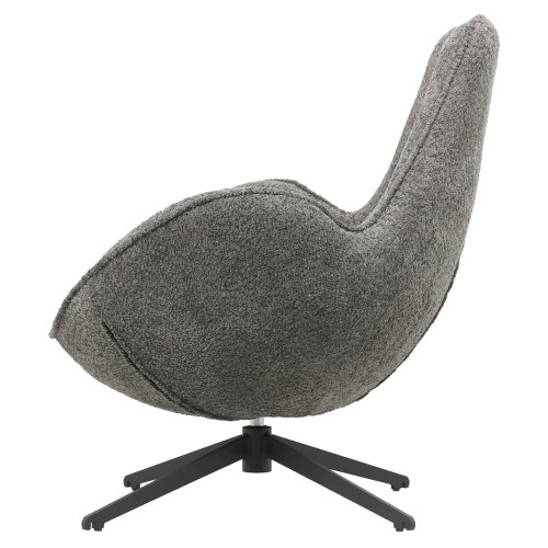 ARMCHAIR SWIVEL GREY BOUCLE FABRIC-BLACK METAL BASE 86x76x87Hcm