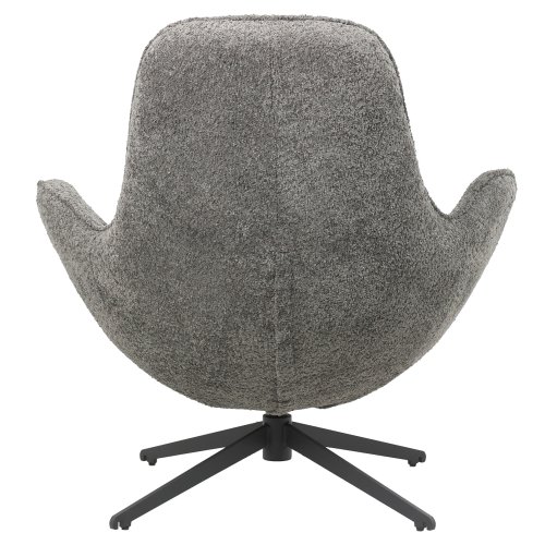 ARMCHAIR SWIVEL GREY BOUCLE FABRIC-BLACK METAL BASE 86x76x87Hcm
