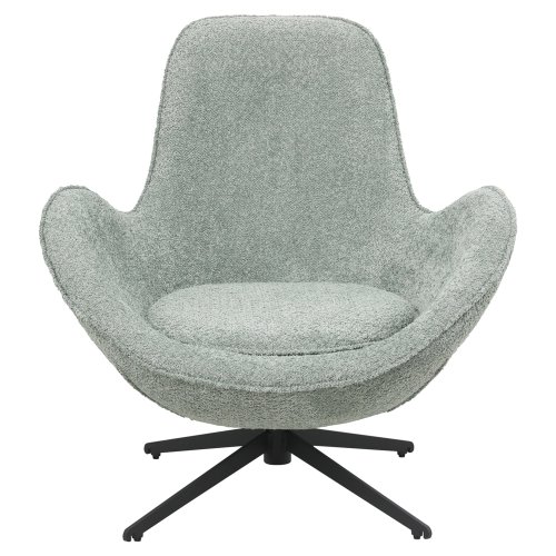 ARMCHAIR SWIVEL PISTACHIO GREEN BOUCLE FABRIC-BLACK METAL BASE 86x76x87Hcm